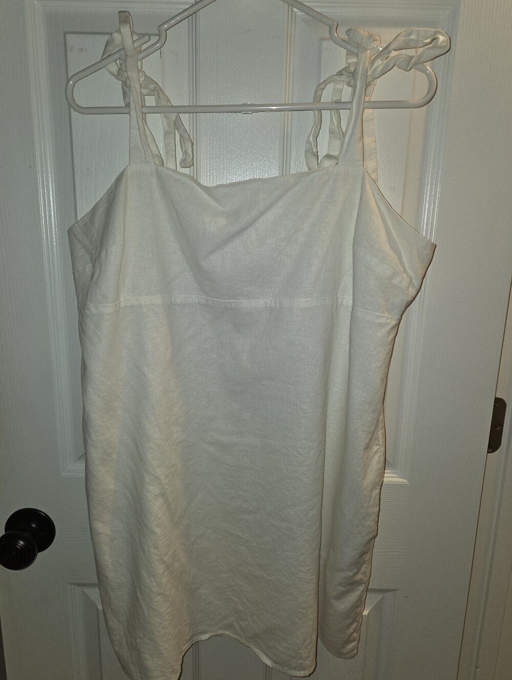 Express Linen White Tie-Shoulder Women's Tank Dress